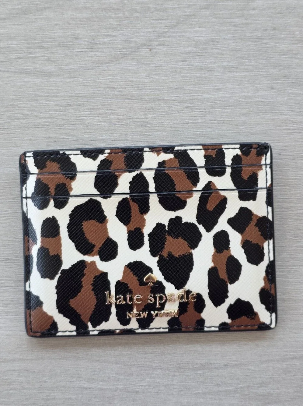 kate spade Leopard Print Card Holder - Brown & Black on White